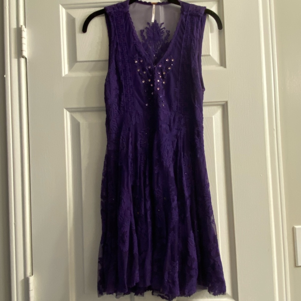 Free People Purple Mini Flowy Dress